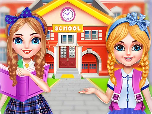Twins Sisters Back to School Game Play on Gamekex